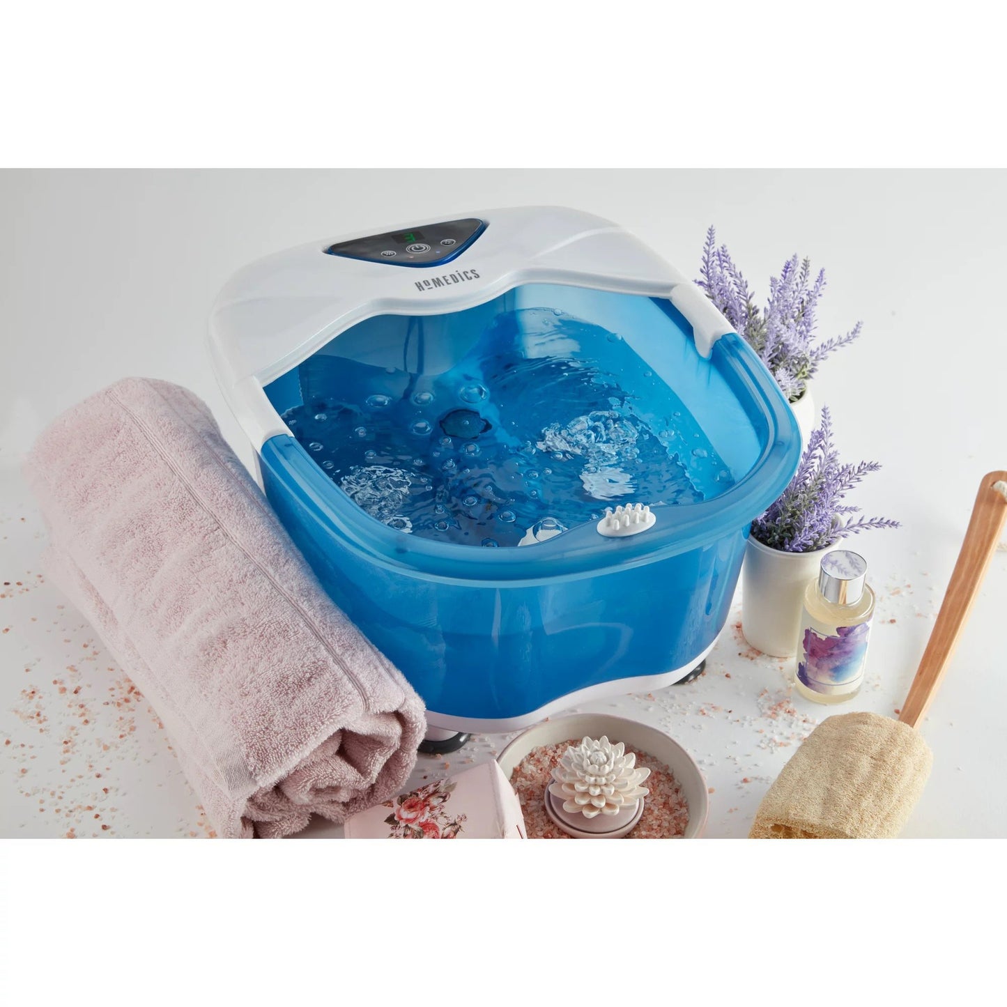 HoMedics® Salt-N-Soak Pro Foot Bath with Heat Boost Blue / White Plastic (1253808_EA)