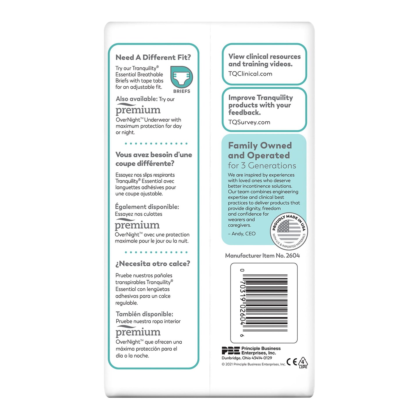 Tranquility® Essential Unisex Adult Absorbent Underwear Pull On with Tear Away Seams Small Disposable Heavy Absorbency (665239_CS)