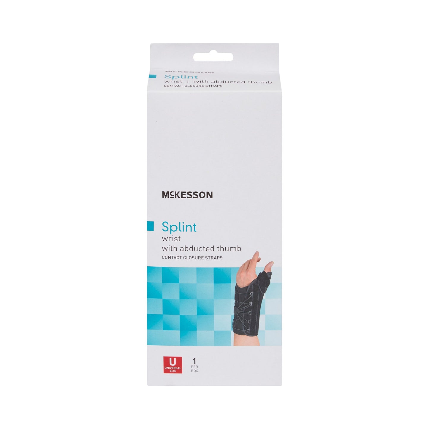 McKesson Wrist Brace with Thumb Spica Right Hand Black One Size Fits Most (1159146_EA)