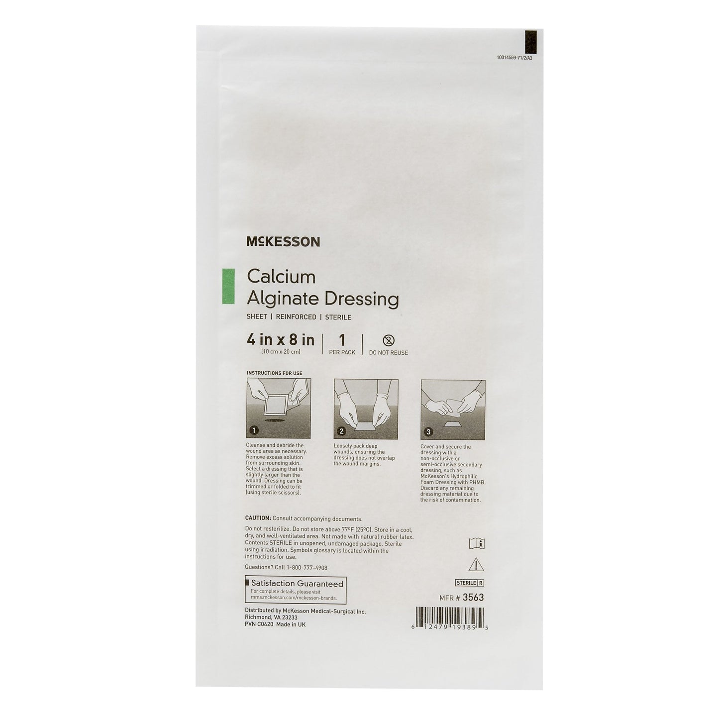 McKesson Alginate Dressing 4 X 8 Inch Rectangle (883266_EA)
