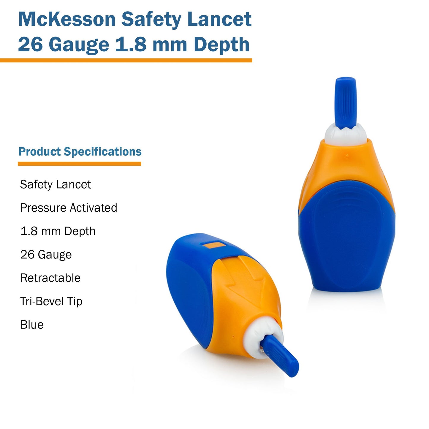 McKesson Safety Lancet 26 Gauge Retractable Pressure Activated Finger (1217982_CS)