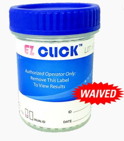 EZ Click™ Drugs of Abuse Test Kit AMP, BAR, BUP, BZO, COC, mAMP/MET, MDMA, MOR, MET, OXY, PCP, THC (pH, Oxidants, SG) 25 Tests CLIA Waived (1225297_BX)