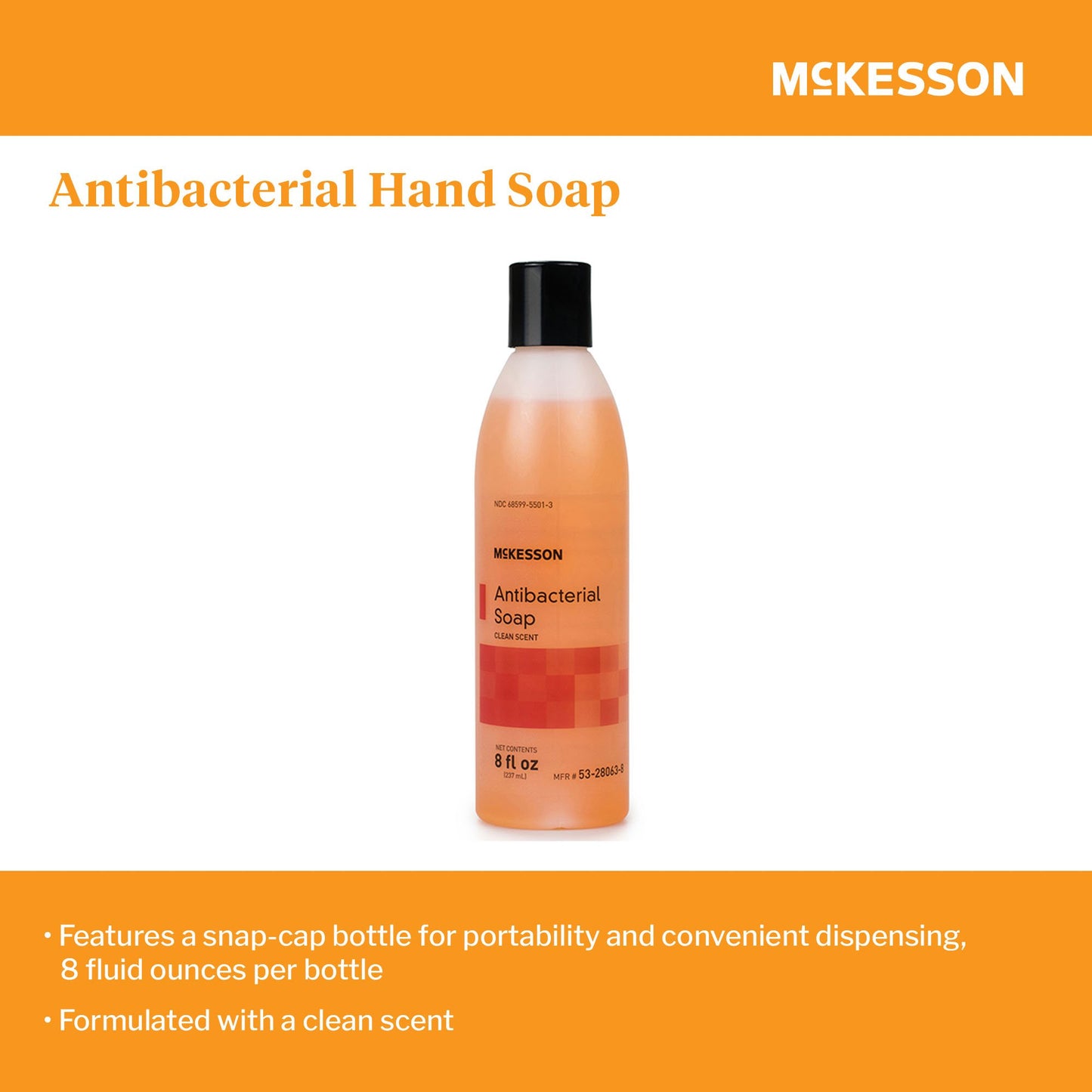 McKesson Antibacterial Soap Liquid 8 oz. Bottle Clean Scent (1067682_EA)