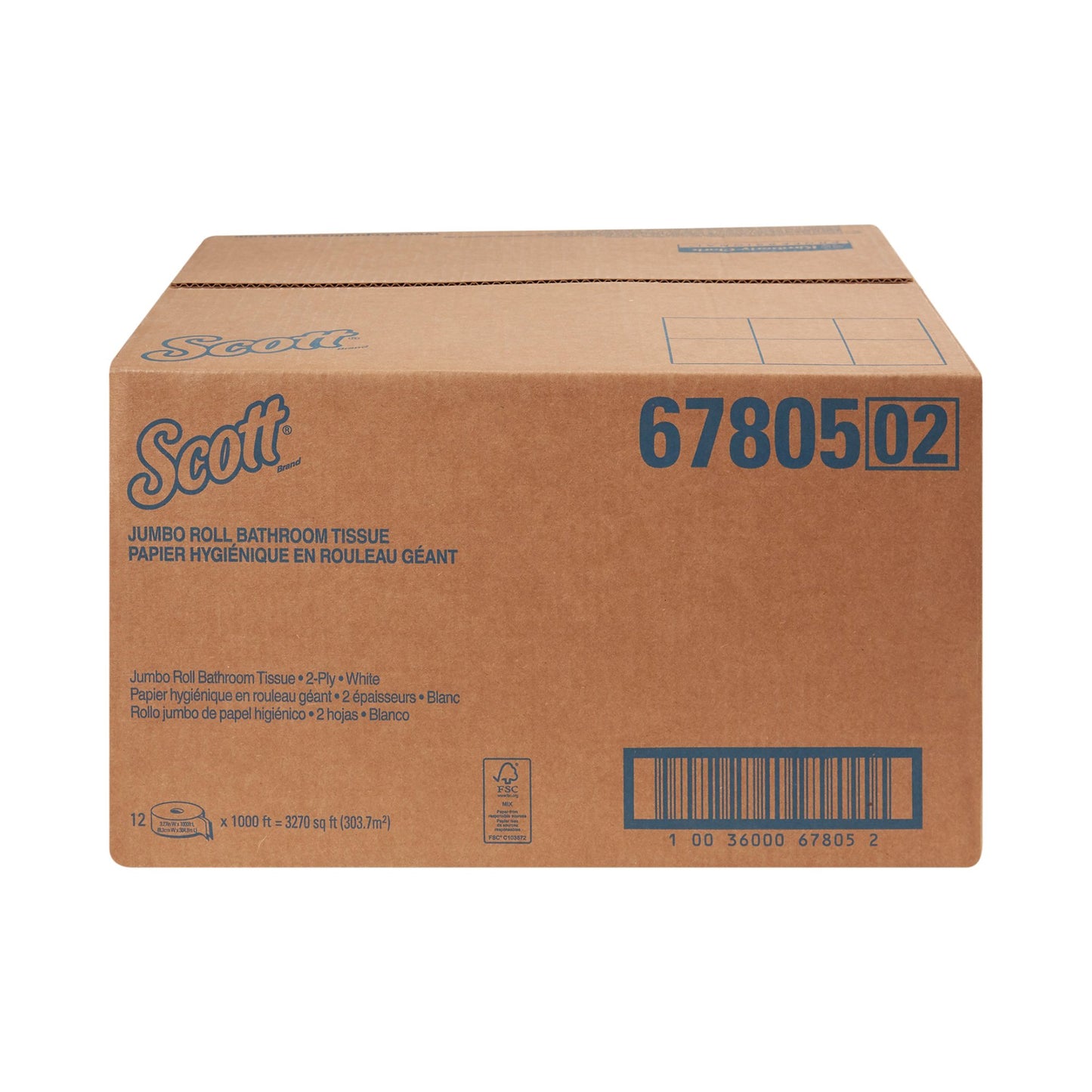 Scott® Essential 100% Recycled Fiber JRT Toilet Tissue White 2-Ply Jumbo Size Cored Roll Continuous Sheet 3-11/20 Inch X 1000 Foot (816401_CS)