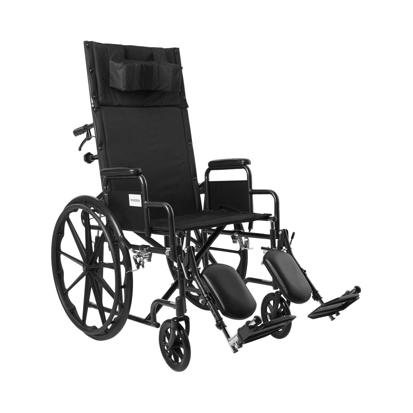 McKesson Reclining Wheelchair Desk Length Arm Swing-Away Elevating Legrest Black Upholstery 20 Inch Seat Width Adult 350 lbs. Weight Capacity (1065291_EA)