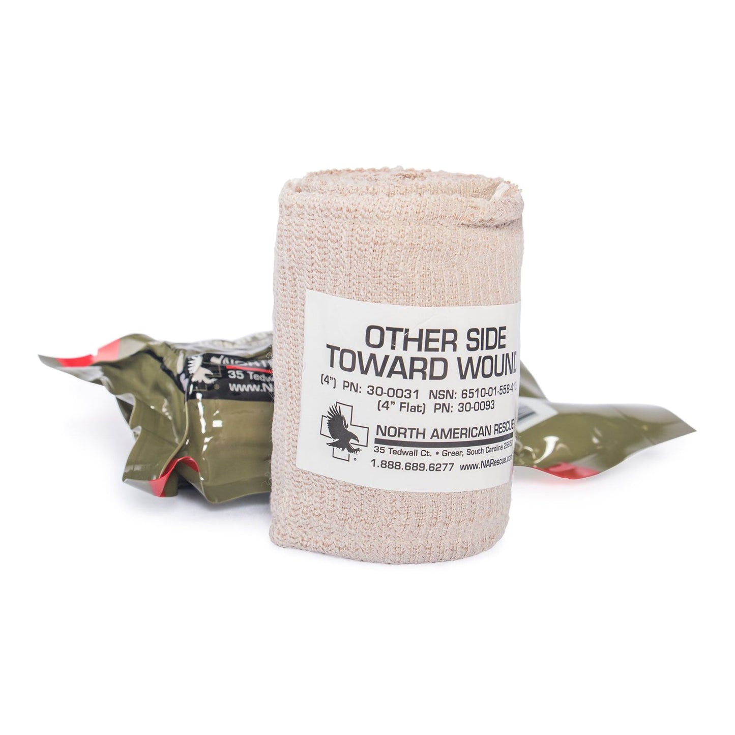 ETD™ Trauma Pressure Dressing with Wrap 4 X 70 Inch C-Clasp Closure Tan / White Sterile Standard Compression (835141_EA)