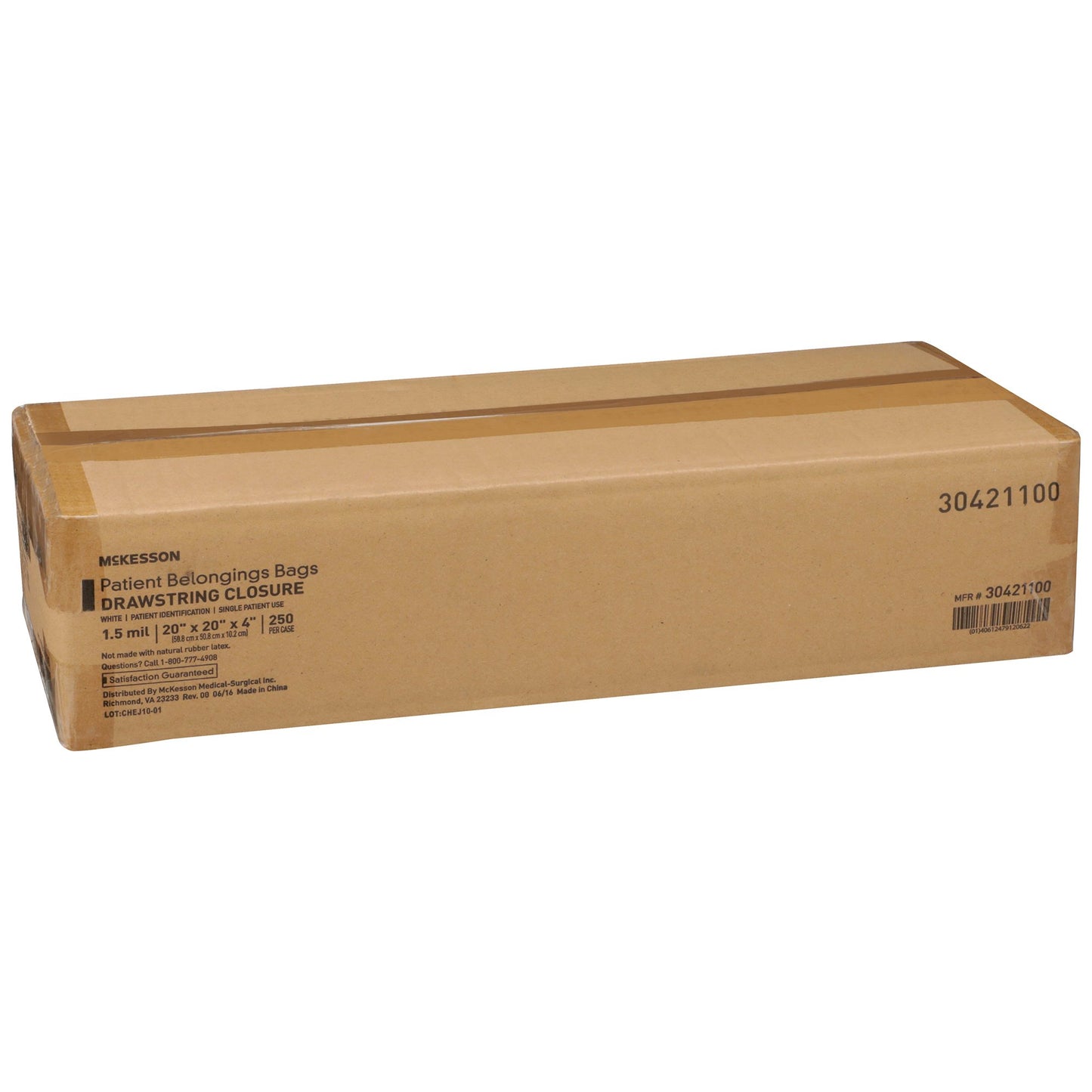 McKesson Patient Belongings Bag 4 X 20 X 20 Inch Polyethylene Drawstring Closure White (447753_CS)