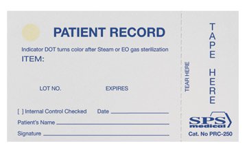 SPS Medical Supply Sterilization Record Card Steam / EO Gas (632263_PK)