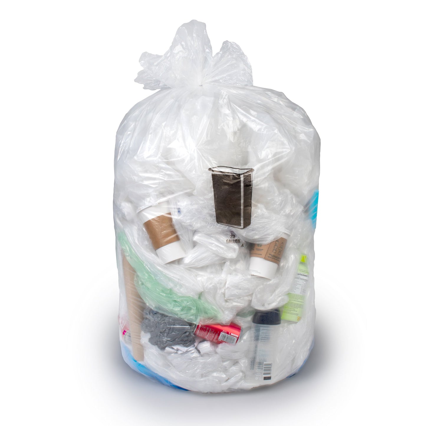 Colonial Bag Trash Bag 15 gal. Clear HDPE 8 Mic. 24 X 33 Inch X-Seal Bottom Flat Pack (864199_CS)