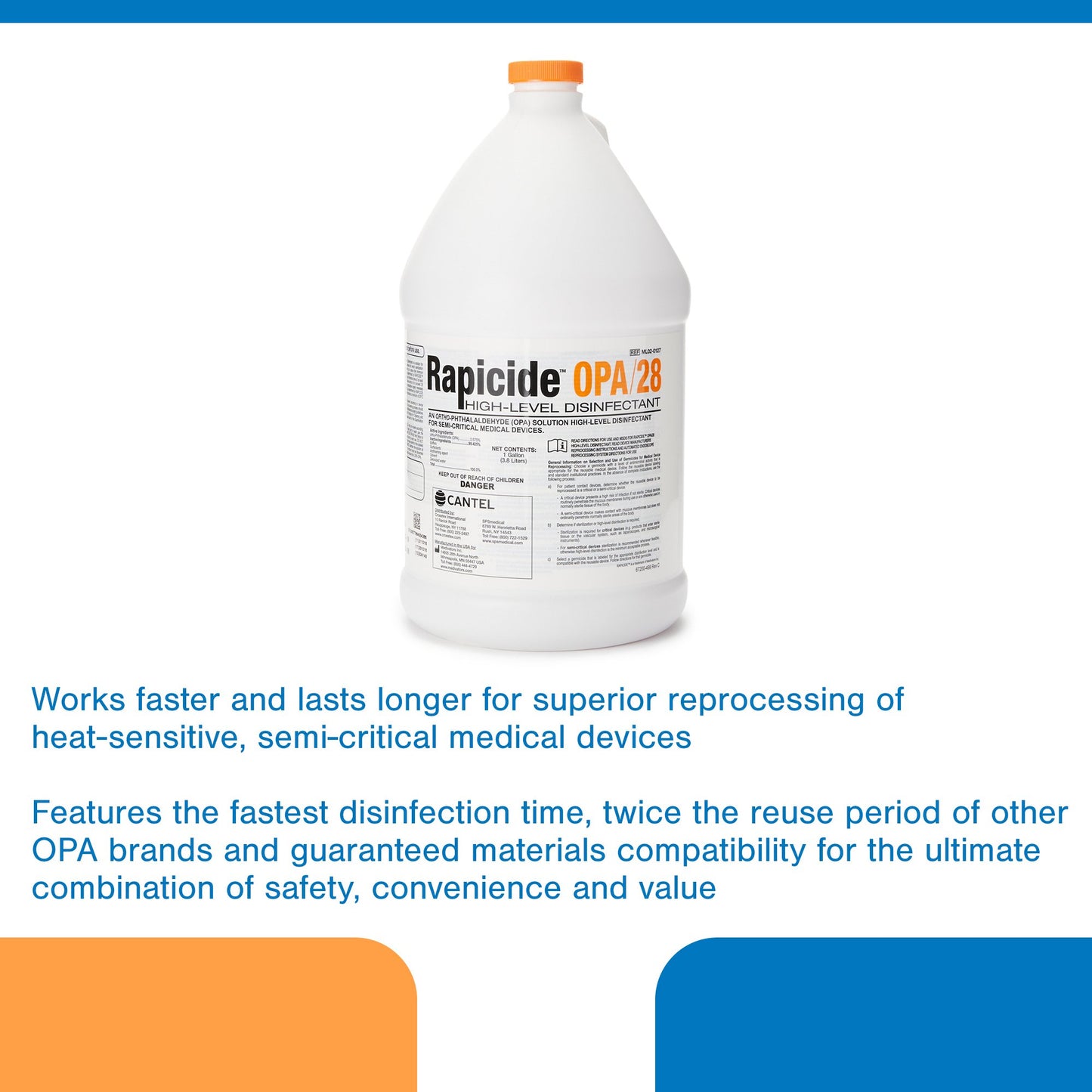 Rapicide™ OPA/28 OPA High-Level Disinfectant RTU Liquid 1 gal. Jug Reusable (835023_CS)