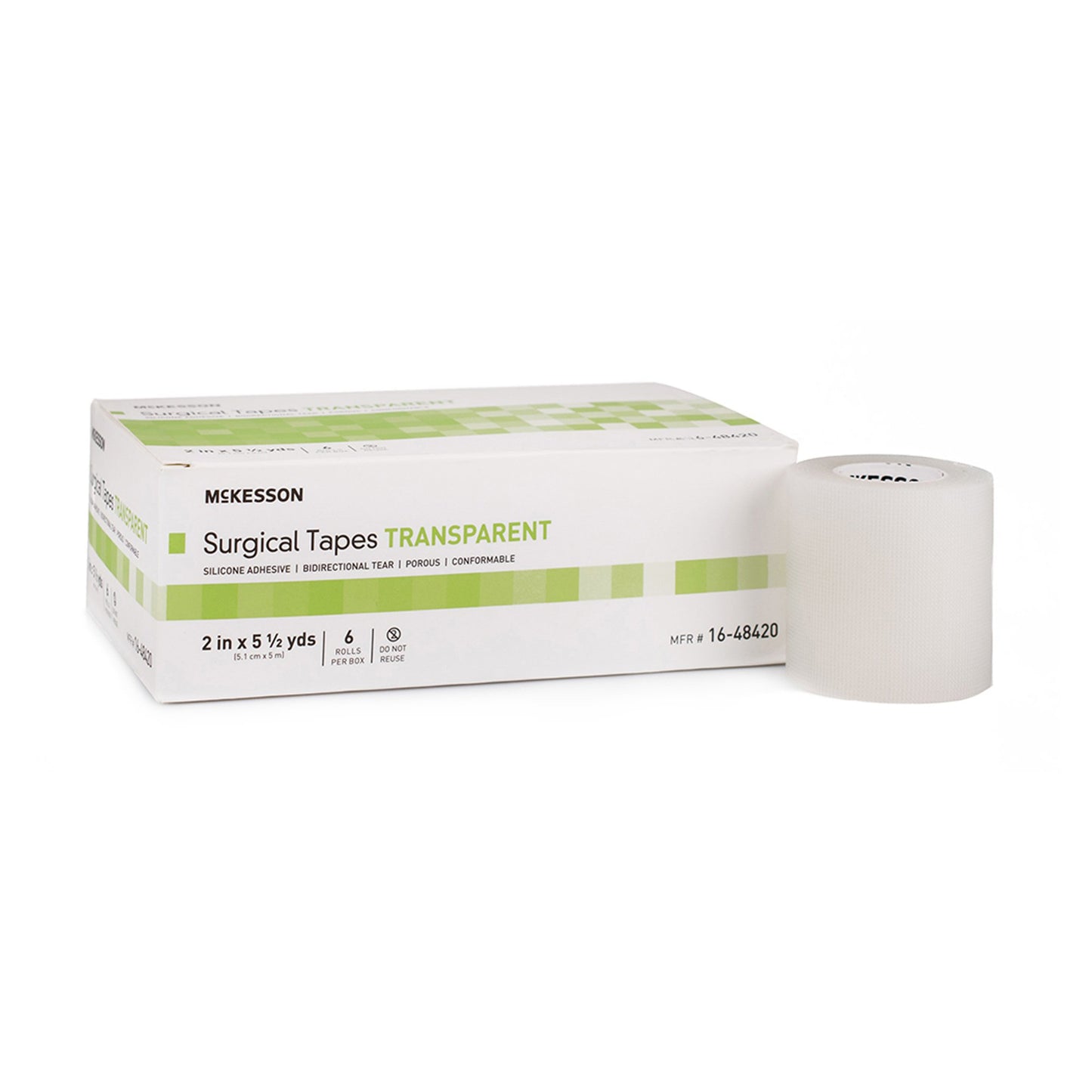 McKesson Medical Tape Transparent 2 Inch X 5-1/2 Yard Plastic / Silicone NonSterile (1073807_RL)