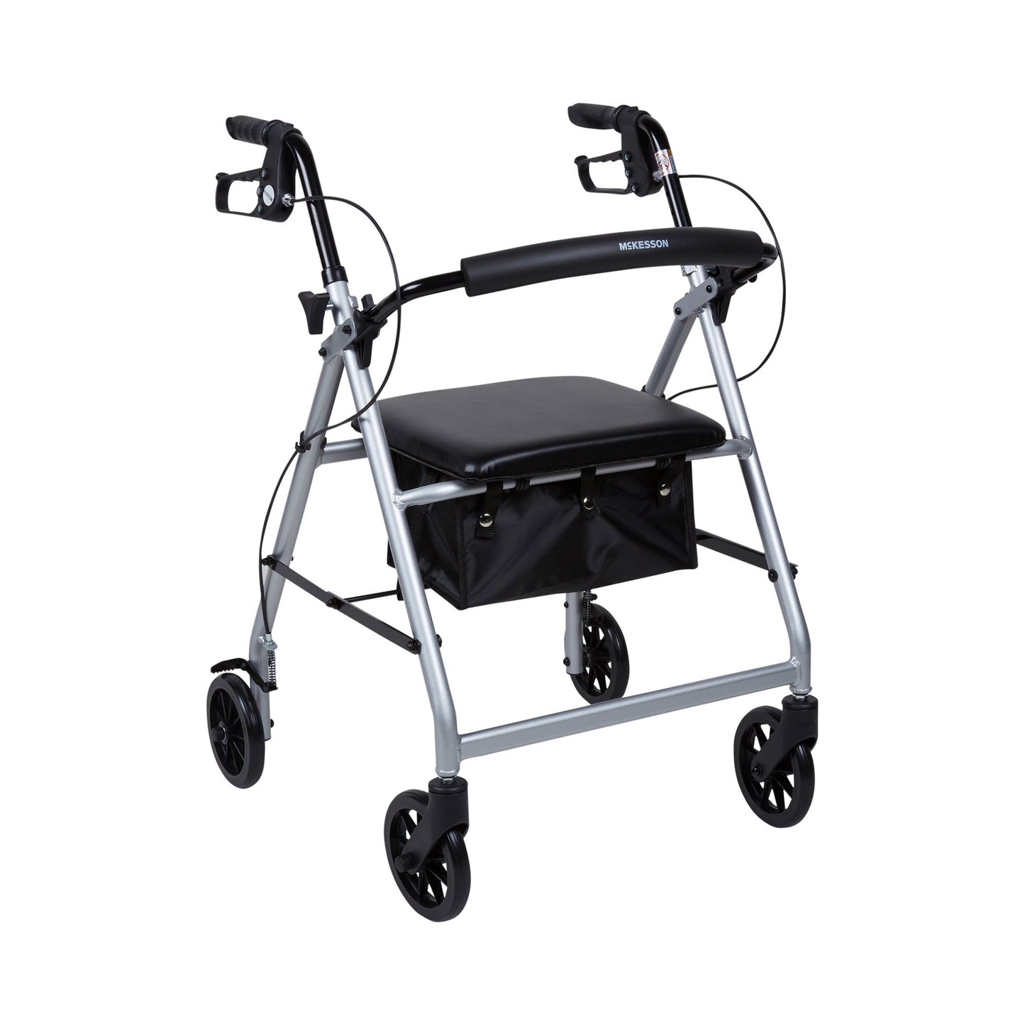 McKesson 4 Wheel Rollator Silver Adjustable Height / Folding Aluminum Frame (1065267_EA)