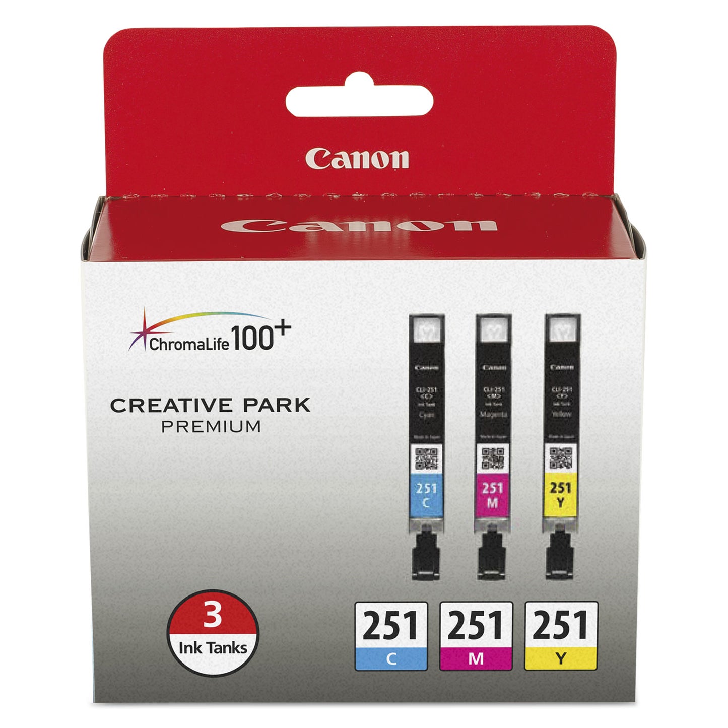 Canon® 6514B009 (CLI-251) ChromaLife100+ Ink, Cyan/Magenta/Yellow (CNM6514B009)