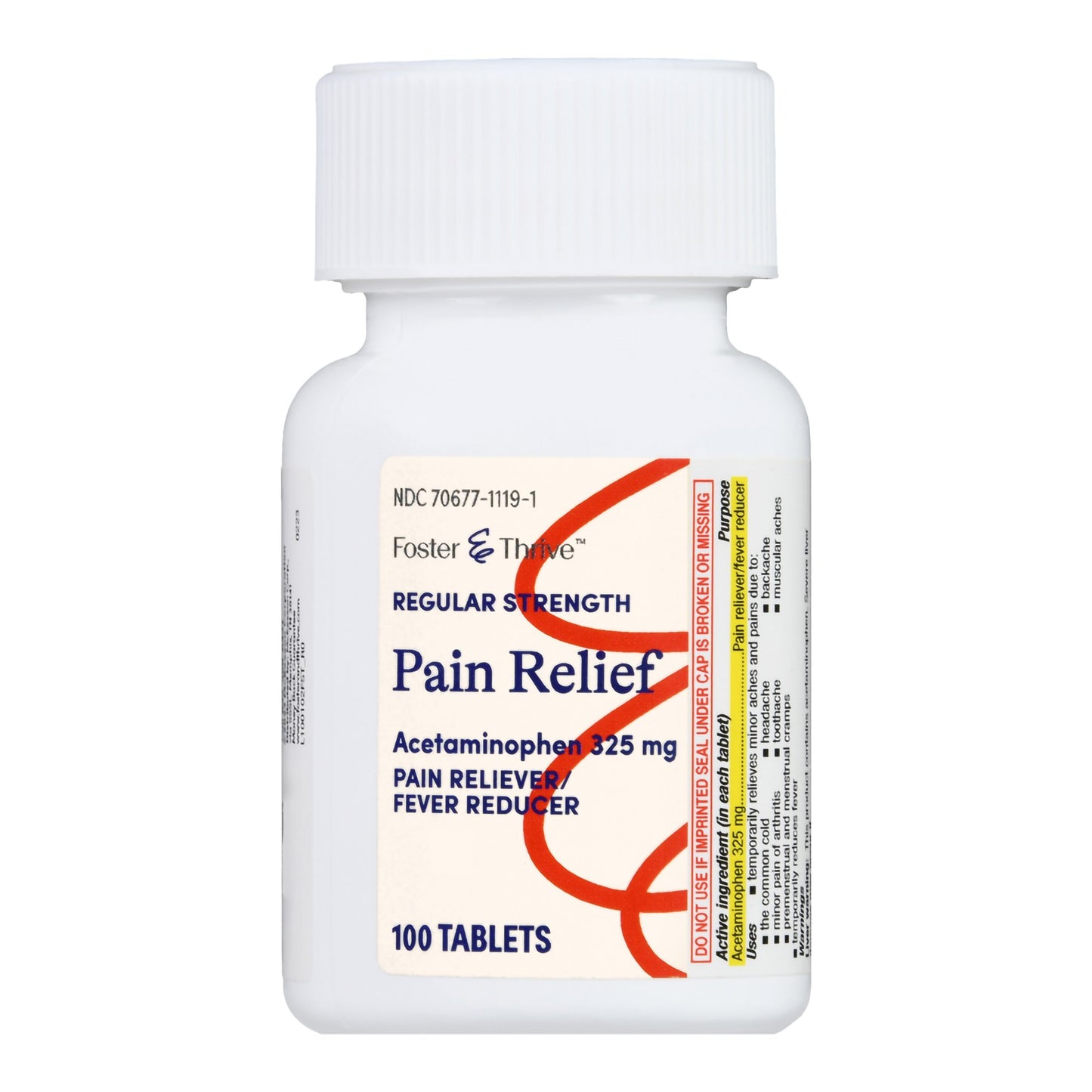 Foster & Thrive™ Pain Relief 325 mg Strength Acetaminophen Tablet 100 per Bottle (1238910_BT)