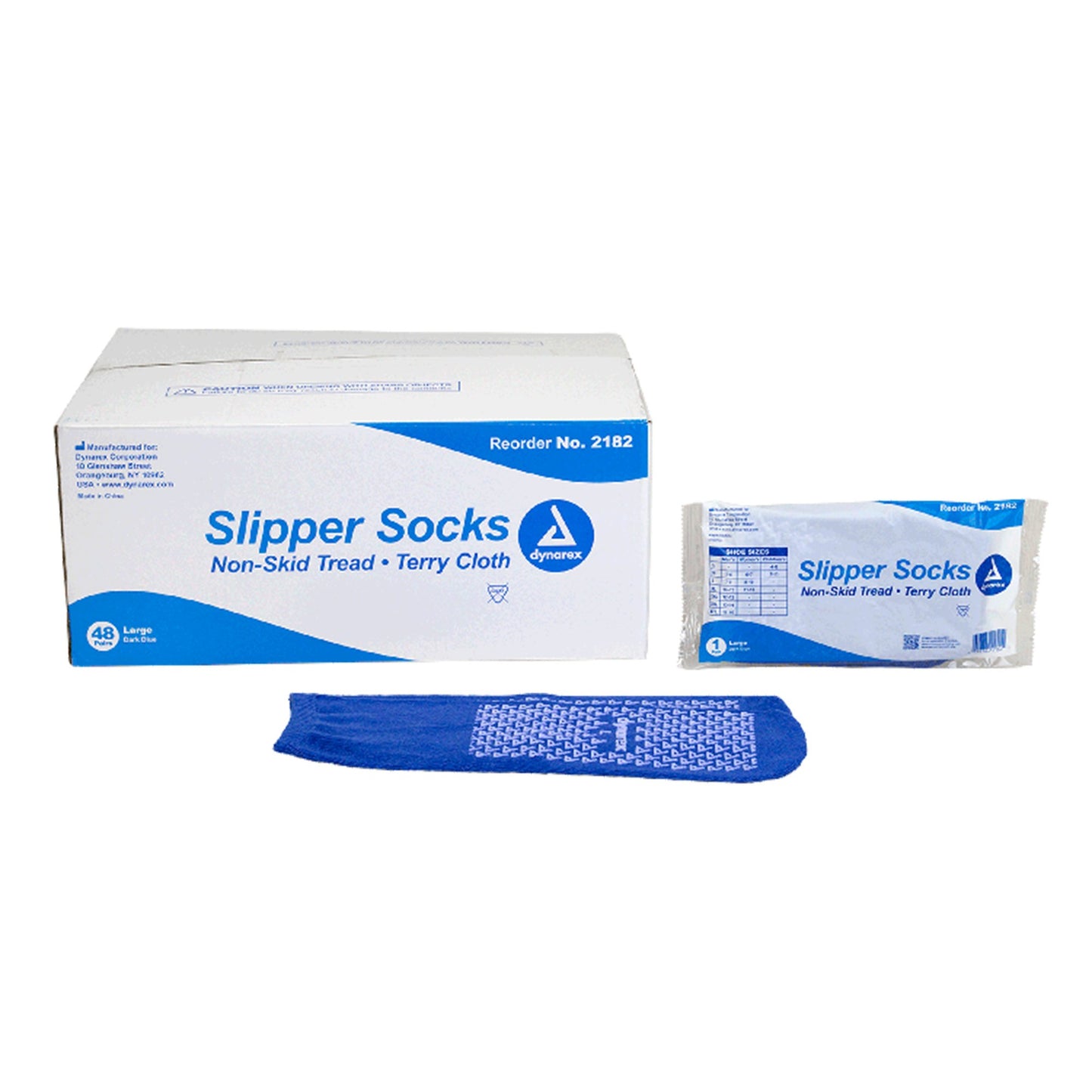 Dynarex Slipper Socks Unisex Adult Large Single Tread Single Patient Use Blue (826645_CS)