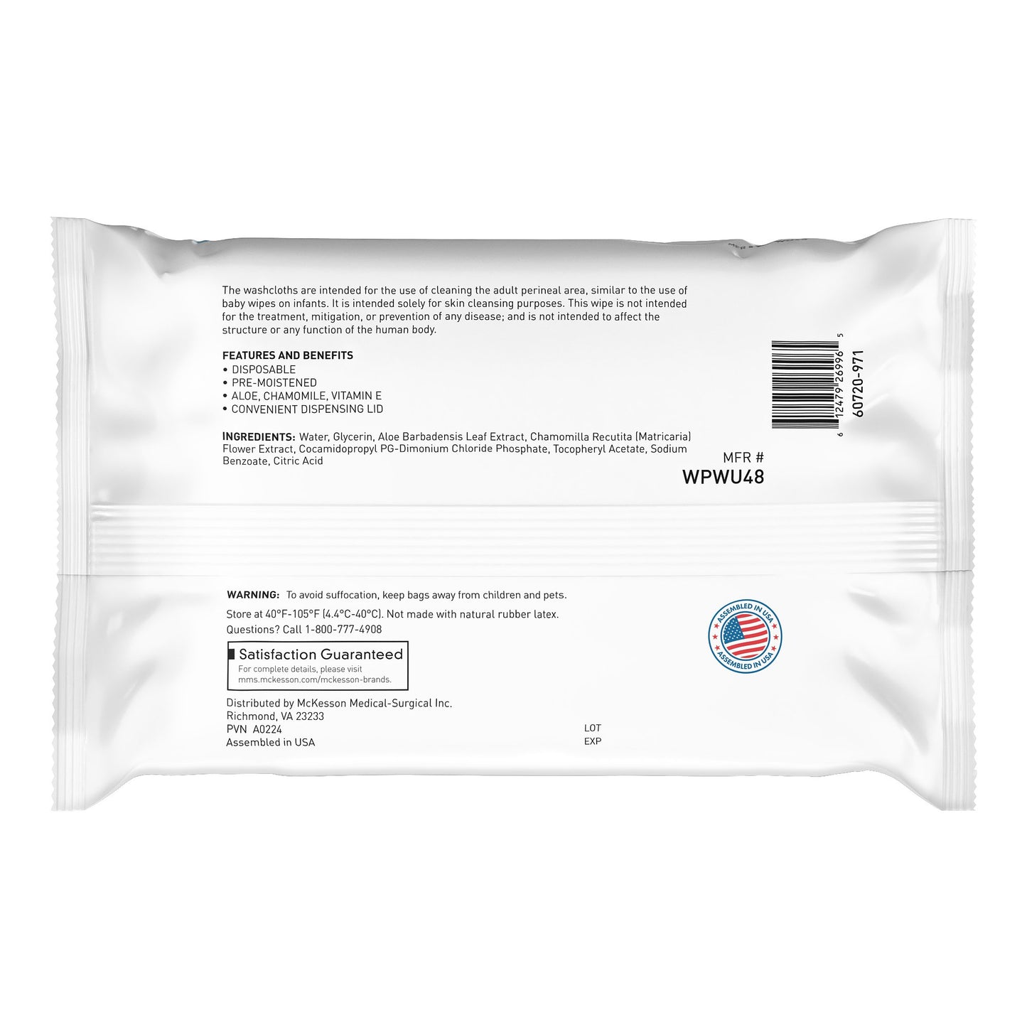 McKesson Personal Cleansing Wipe Soft Pack Unscented 48 Count (1246811_CS)