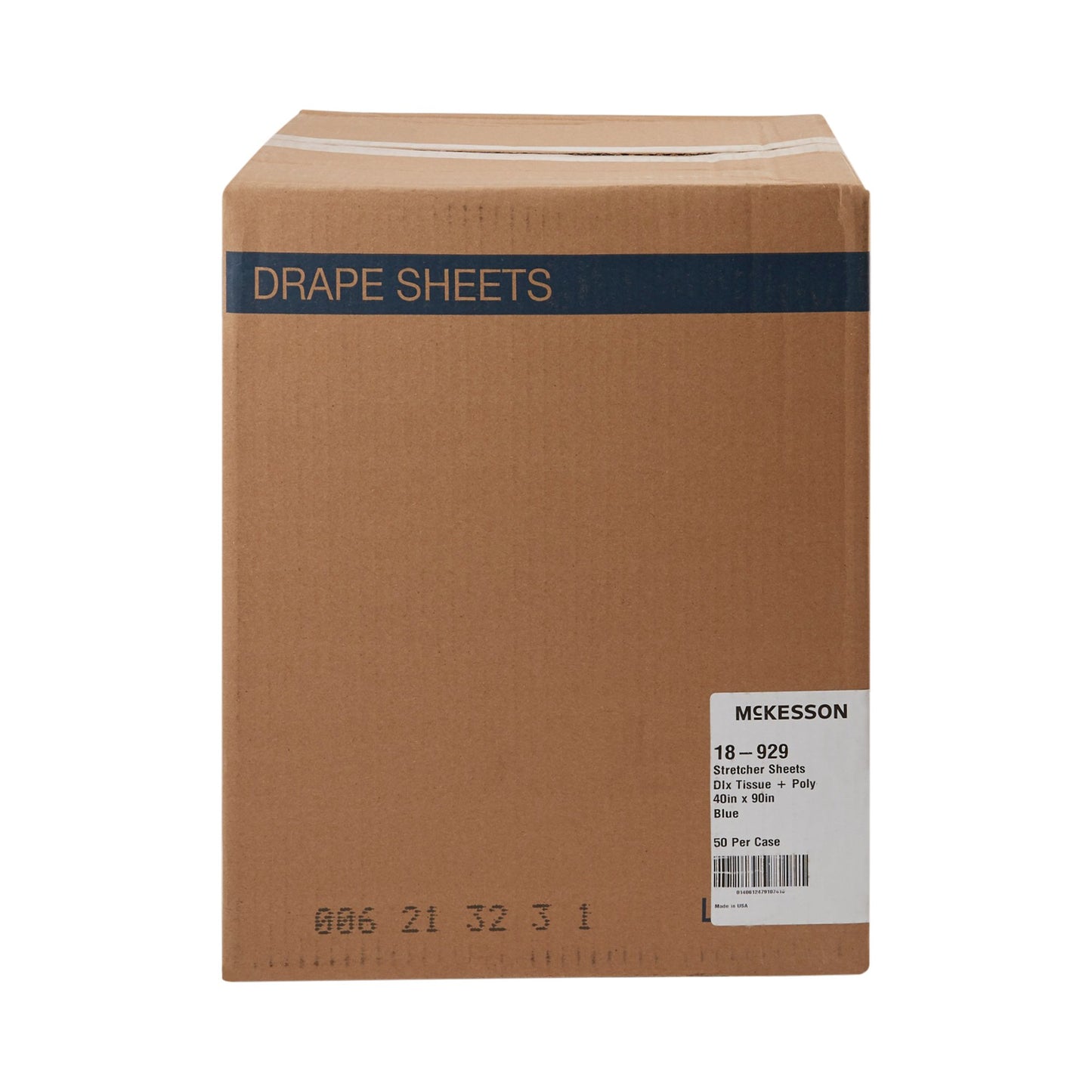 McKesson Stretcher Sheet Flat 40 W X 90 L Inch Blue 50% Cellulose Tissue / 50% Polyethylene Film Disposable (147847_CS)