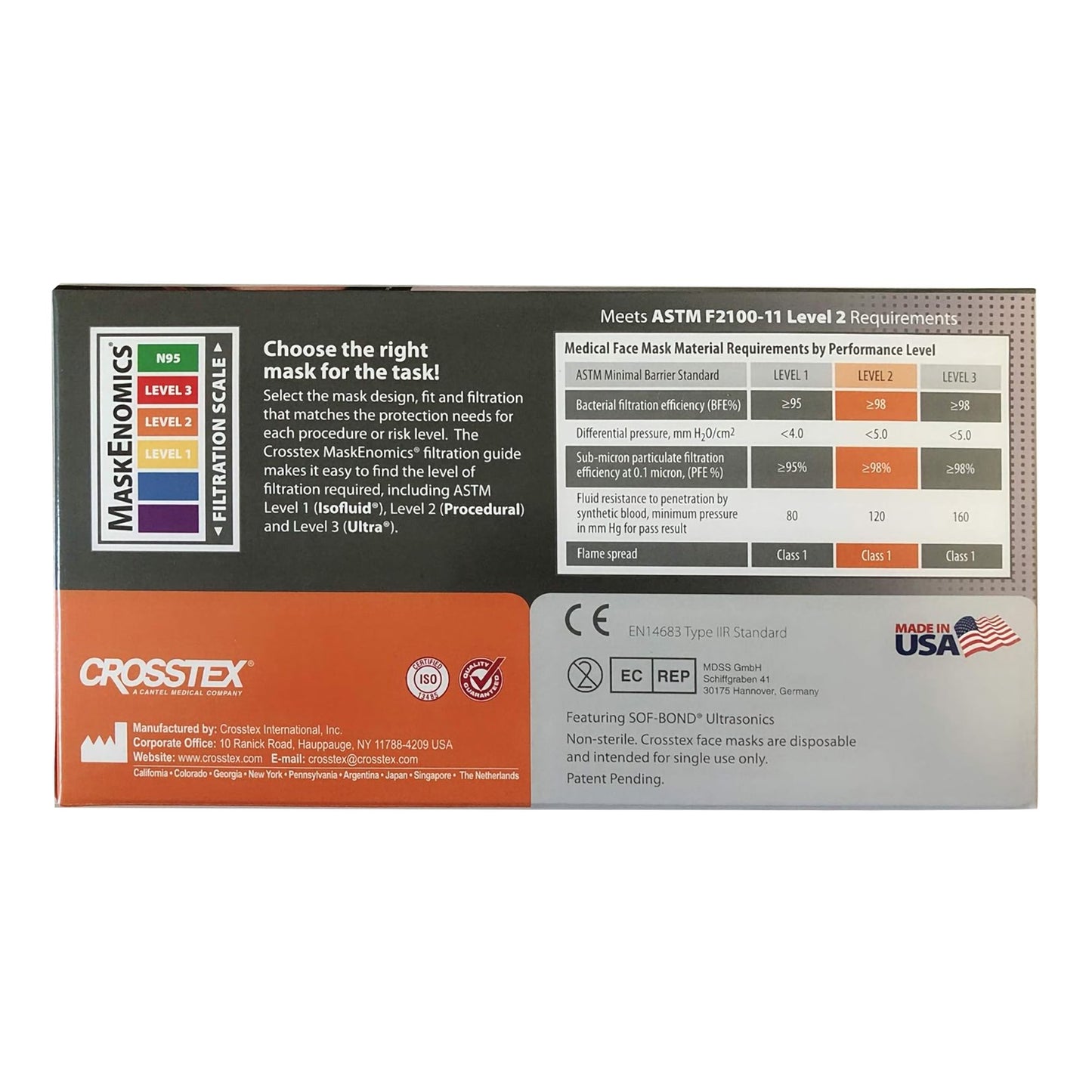 SPS Medical Supply Procedure Mask ASTM Level 2 Earloops One Size Fits Most (800936_BX)