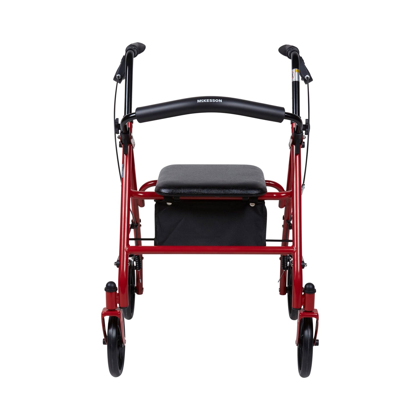 McKesson 4 Wheel Rollator Red Adjustable Height / Folding Steel Frame (1065268_EA)