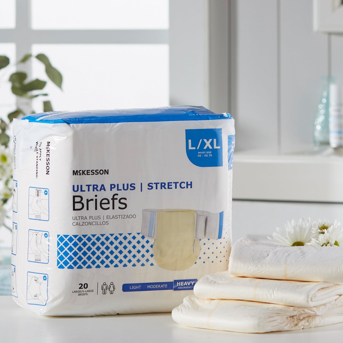 McKesson Ultra Plus Stretch Unisex Adult Incontinence Brief Large / X-Large Disposable Heavy Absorbency (884169_BG)