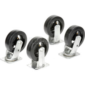Global Industrial 6" x 2" Mold-On Rubber Caster Kit, Set of 4, (2 Swivel, 2 Rigid) (WB232CP13)