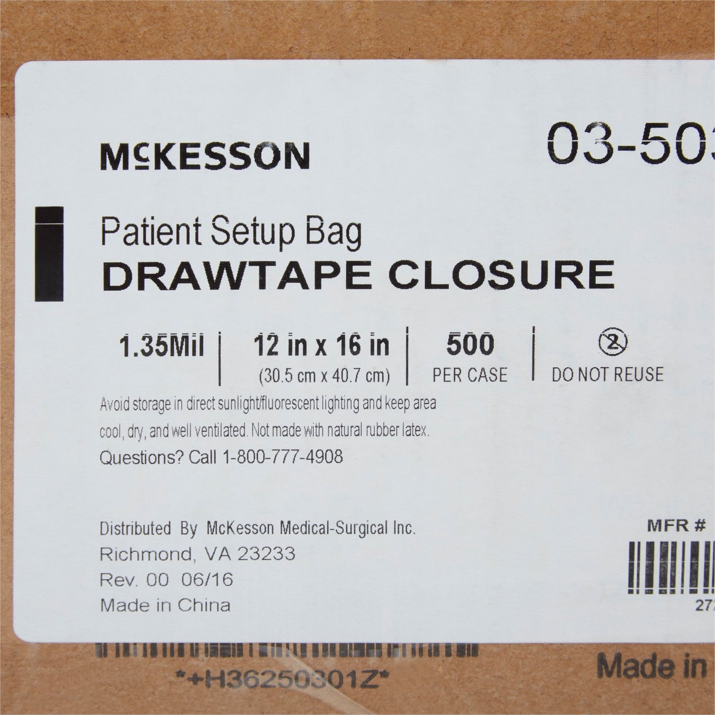 McKesson PULL-TITE™ Respiratory Set-Up Bag McKesson PULL-TITE™ (192888_CS)