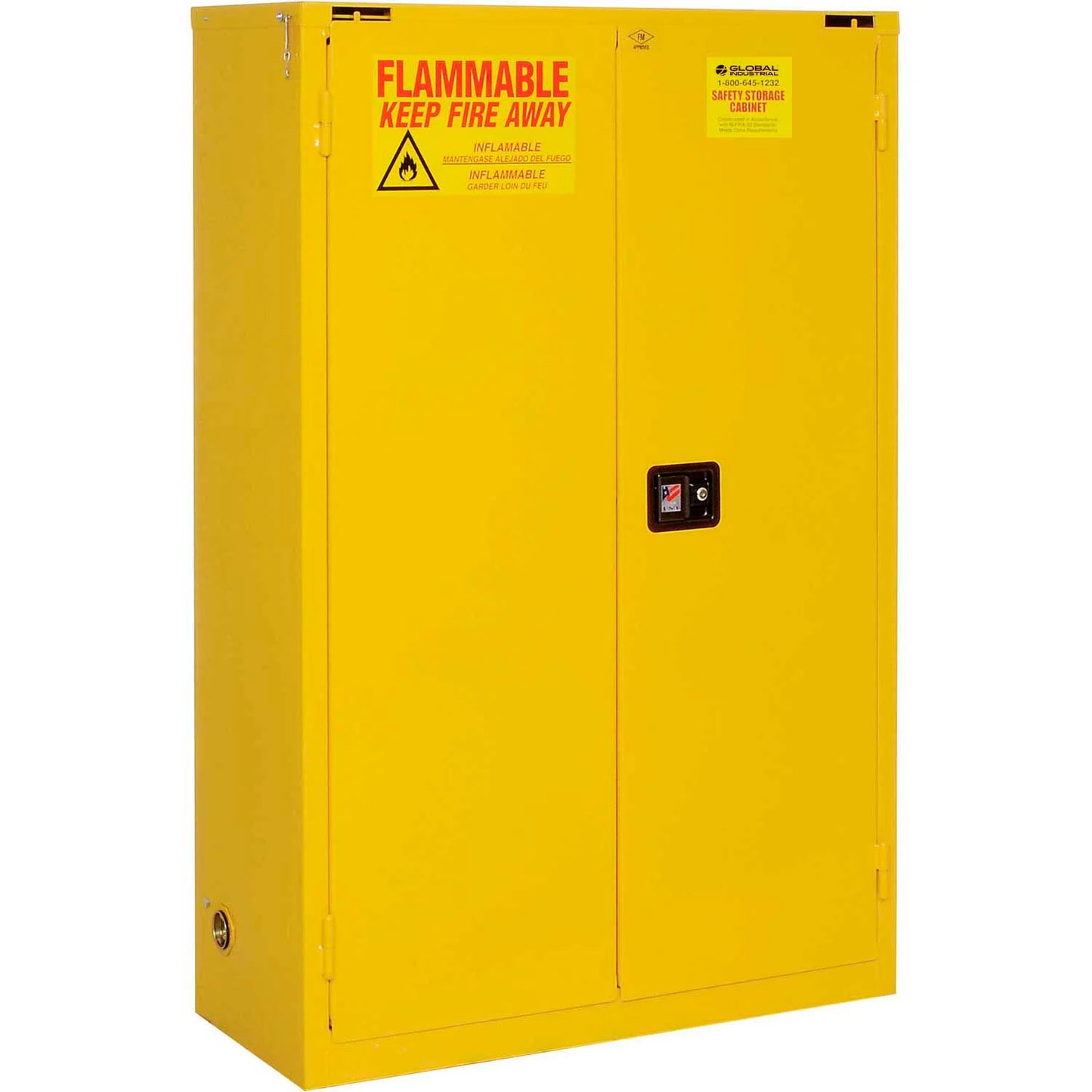 Global Industrial Flammable Cabinet, Self Close Double Door, 90 Gallon, 43"Wx34"Dx65"H (WB237294)