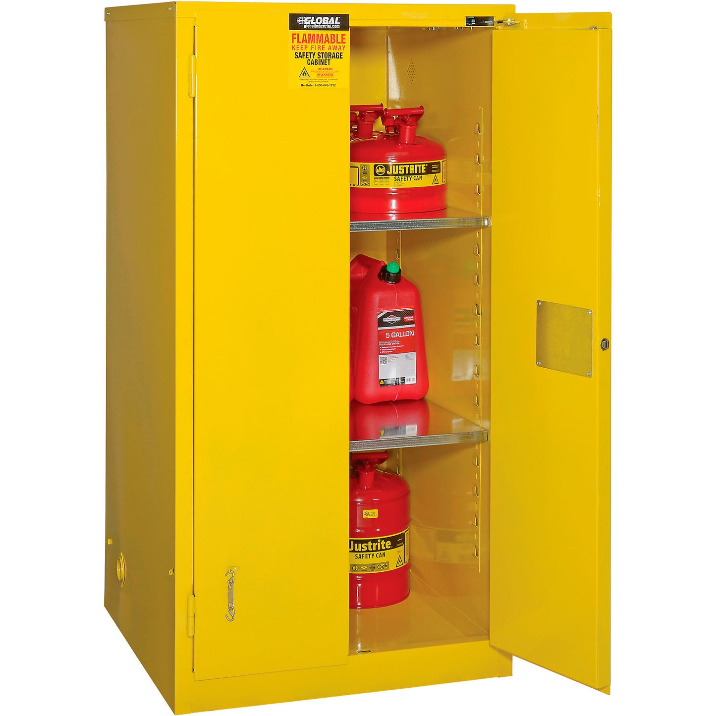 Global Industrial Flammable Cabinet, Self Close Double Door, 60 Gallon, 34"Wx34"Dx65"H (WB237291)