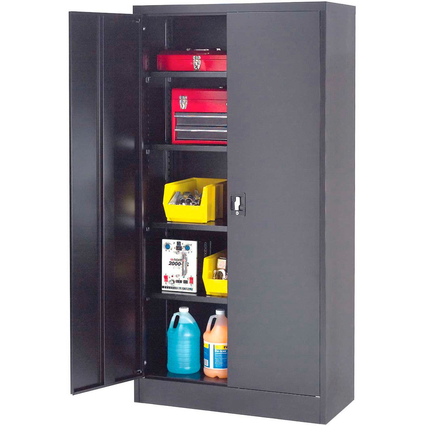 Global Industrial Steel Storage Cabinet, Recessed Handle, 36"W x 18"D x 72"H, Blk, Unassembled (WB237635BK)
