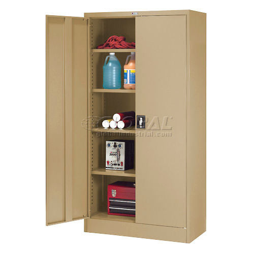 Global Industrial Steel Storage Cabinet, Recessed Handle, 36"W x 18"D x 72"H, Tan, Unassembled (WB237635TN)