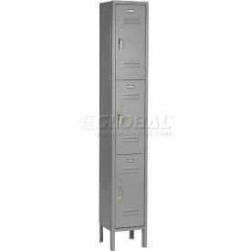 Global Industrial Paramount 3-Tier 3 Door Locker, 12"W x 15"D x 78"H, Gray, Assembled (WB238233GY)