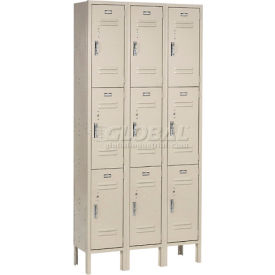 Global Industrial Paramount 3-Tier 9 Door Locker, 36"W x 15"D x 78"H, Tan, Assembled (WB238234TN)