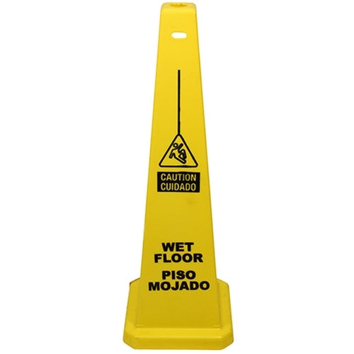 Impact® Four-Sided Wet Floor Sign, English/Spanish, 36", Yellow, 5/Case (IMP23879)