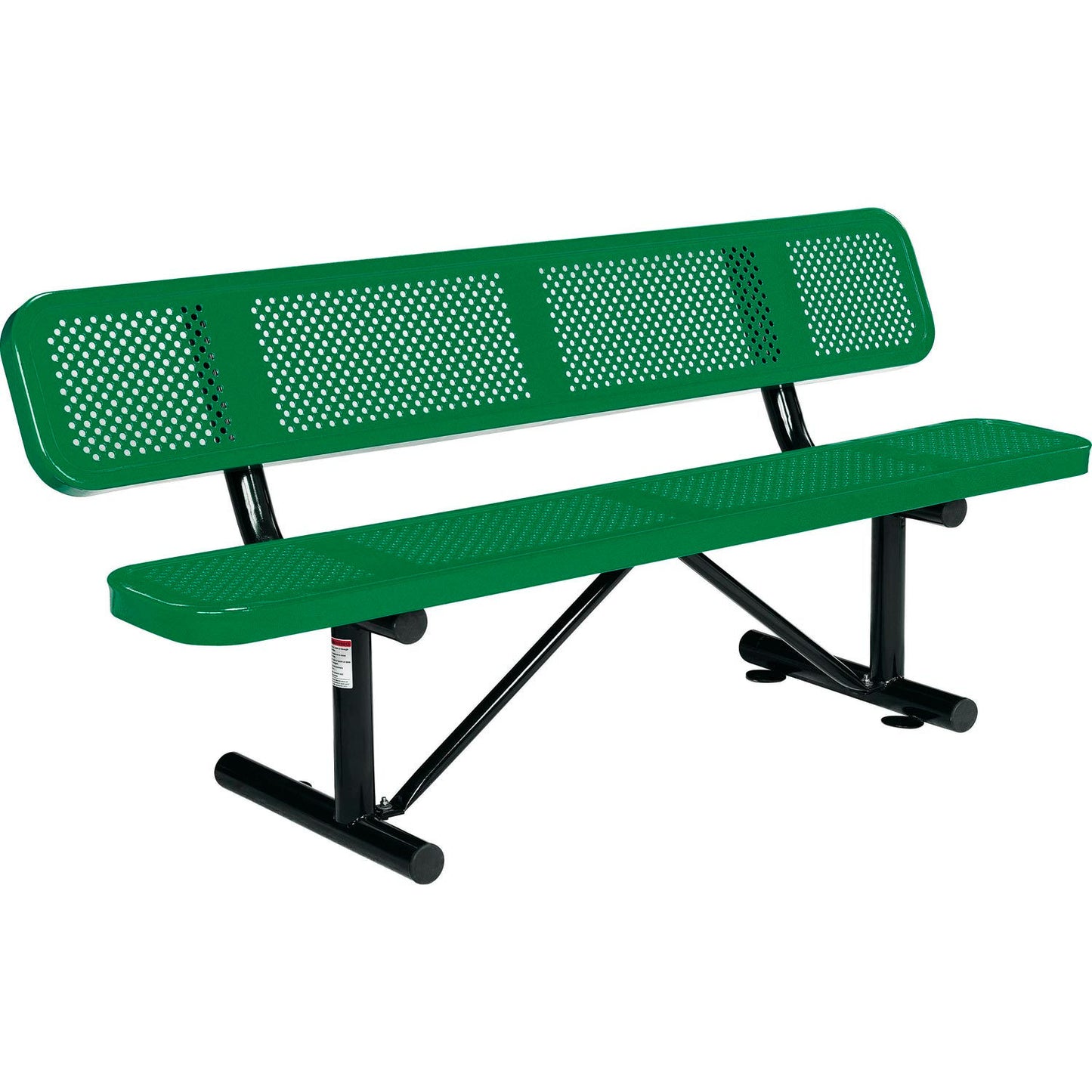 Global Industrial 6' Outdoor Steel Picnic Bench w/ Backrest, Perforated Metal, Green (WB694557GN)