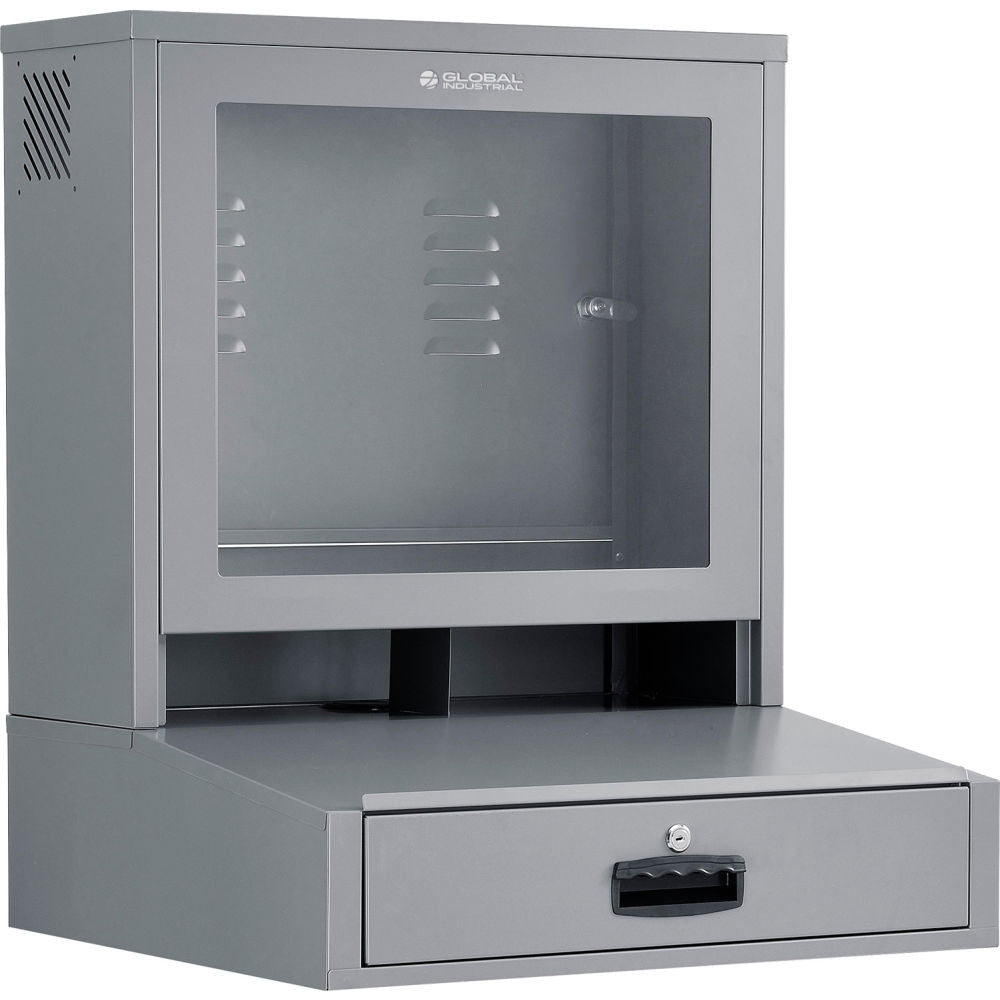 Global Industrial Countertop LCD Computer Cabinet, Dark Gray (WB239114DG)
