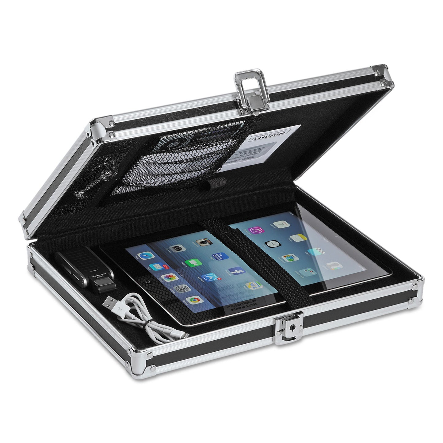 Vaultz® Locking Storage Clipboard, 0.38" Clip Capacity, Holds 8.5 x 11 Sheets, Black/Chrome (IDEVZ00151DAS)
