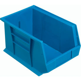 Global Industrial Plastic Hang & Stack Bin, 13-5/8"L x 8-1/4"W x 8"H, Blue (WB239610BL)