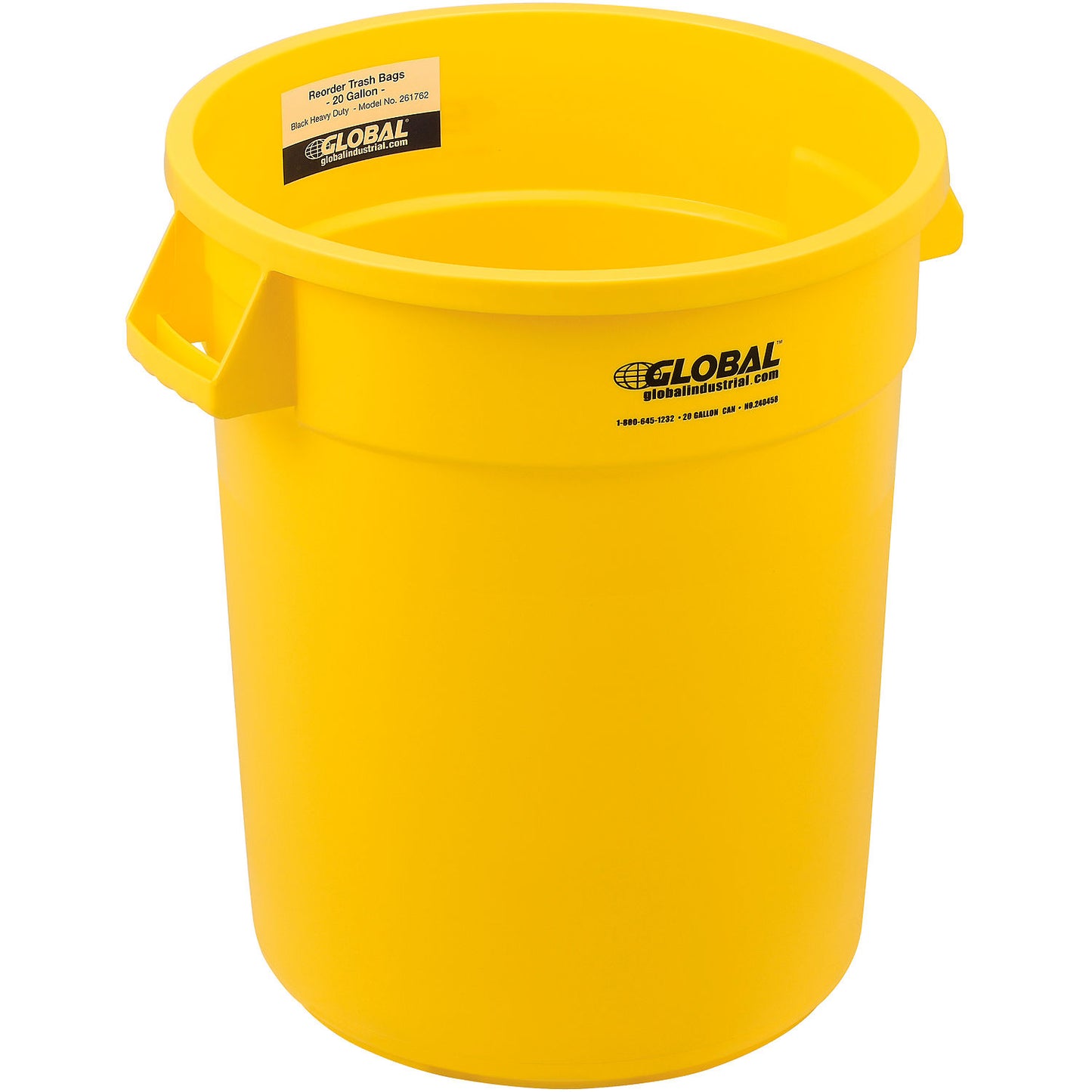 Global Industrial Plastic Trash Can - 20 Gallon Yellow (WB240458YL)