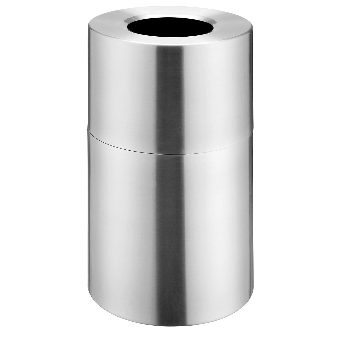 Global Industrial Aluminum Round Open Top Trash Can, 35 Gallon, Satin Clear (WB240718)