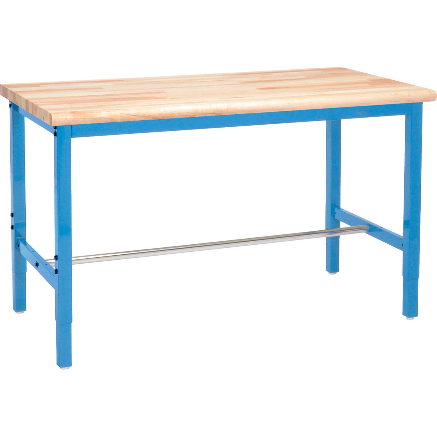 Global Industrial 72 x 36 Adjustable Height Workbench Square Tube Leg - Maple Safety Edge Blue (WB607262BL)