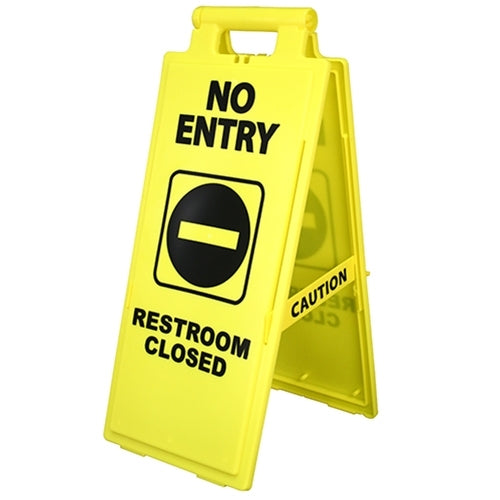 Impact® 2'x4' No Entry/Restroom Closed Floor Sign, Yellow, 6/Case (IMP24109)