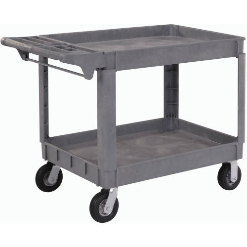 Global Industrial Utility Cart w/2 Shelves & 6" Casters, 500 lb. Capacity, 46"L x 25"W x 35"H (WB242085)