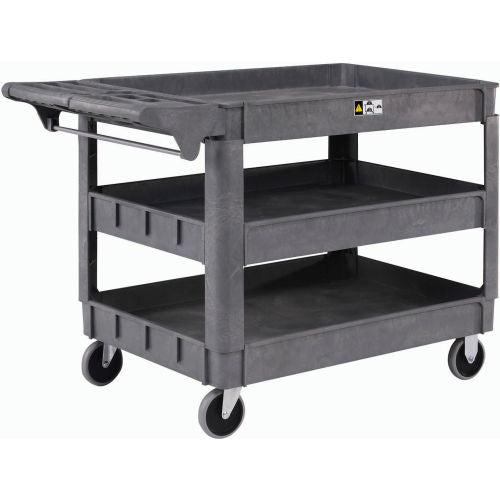Global Industrial Utility Cart w/3 Shelves & 5" Casters, 500 lb. Capacity, 46"L x 25"W x 33"H (WB242086)