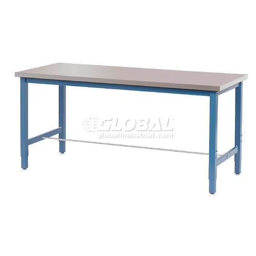 Global Industrial 72x30 Adj. Height Workbench Square Tube Leg, Stainless Steel Square Edge BL (WB242263BL)