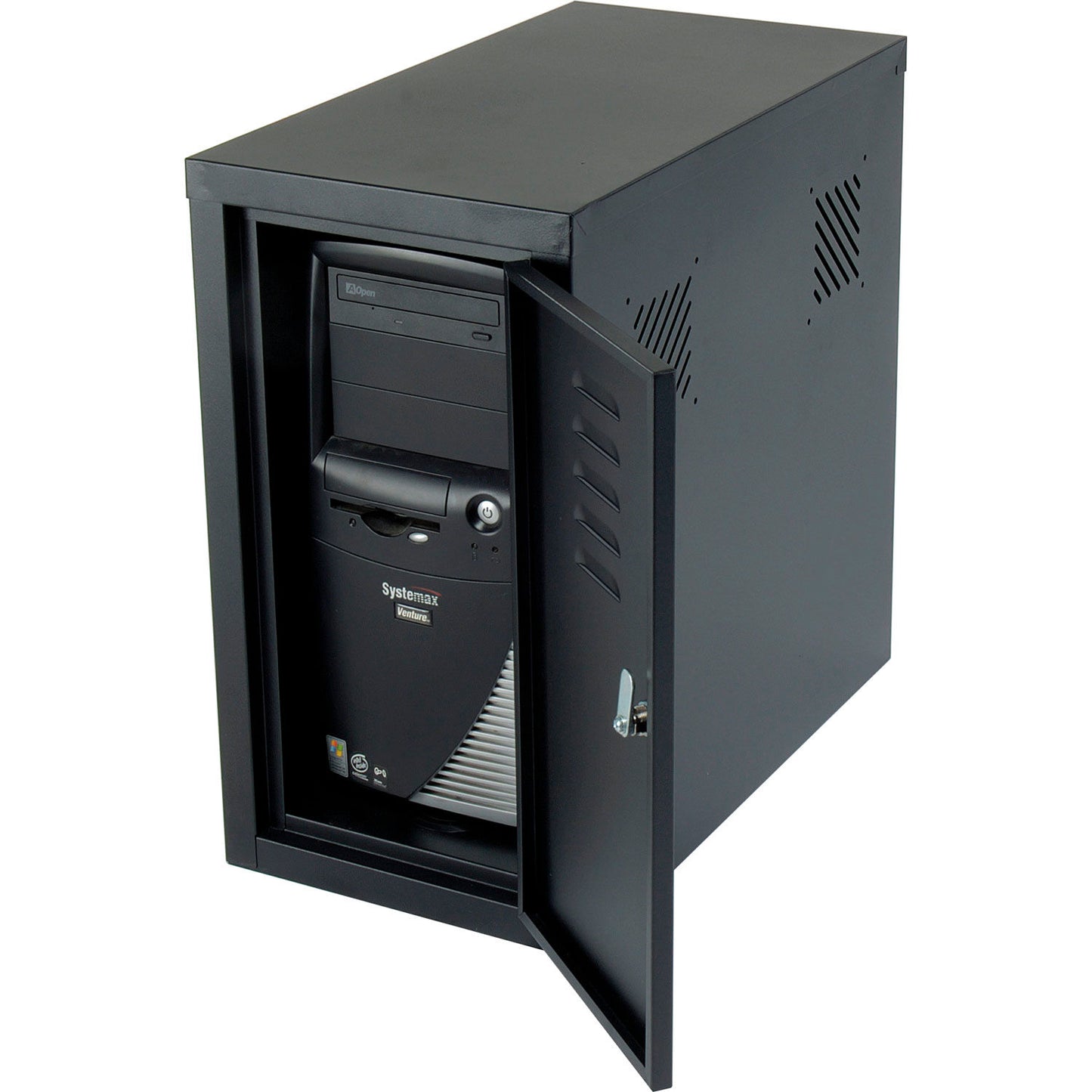 Global Industrial Security Computer CPU Enclosed Cabinet Side Car, Black (WB253700BK)
