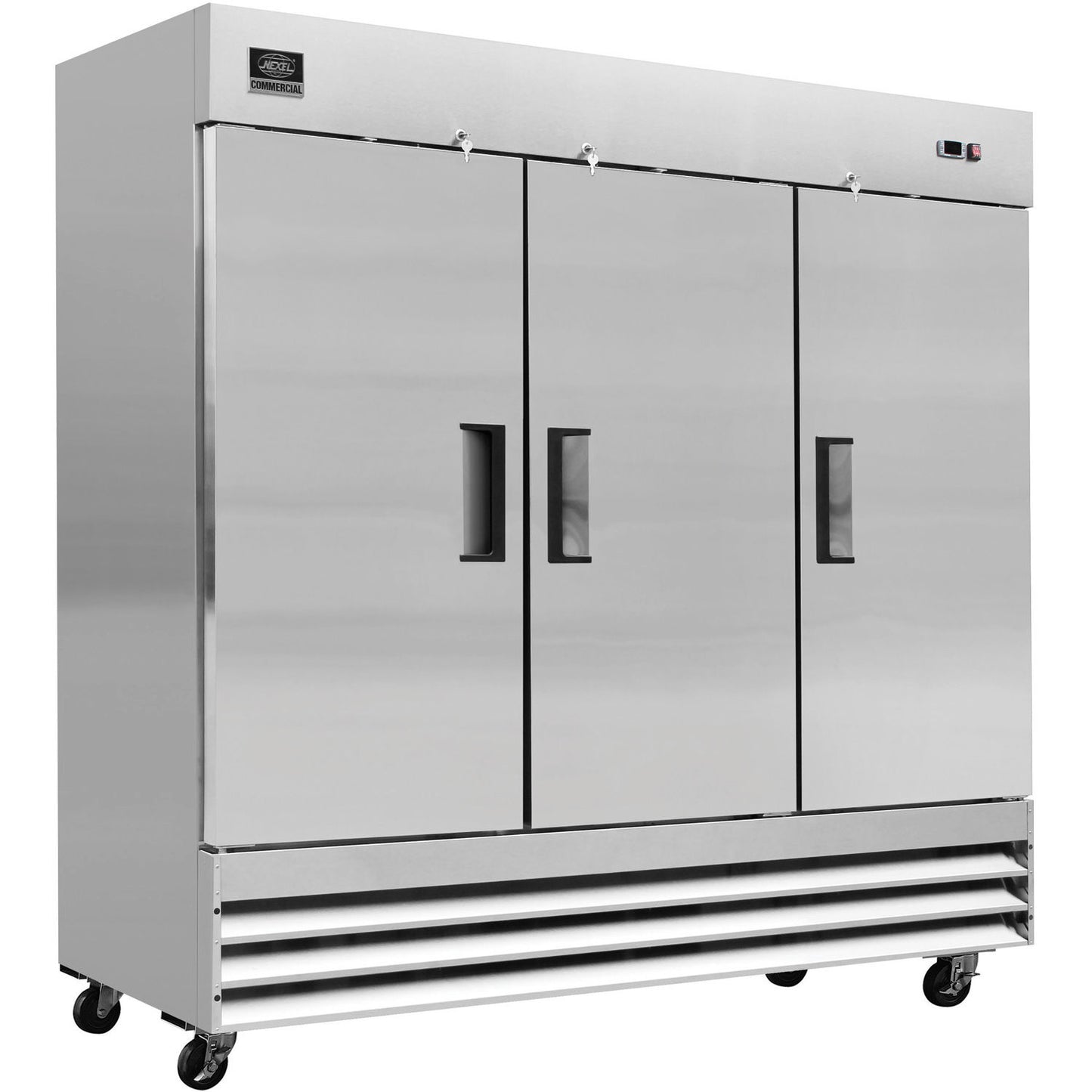 Global Industrial Nexel Reach In Freezer, 3 Solid Doors, 72 Cu. Ft., Stainless Steel (WB243036)