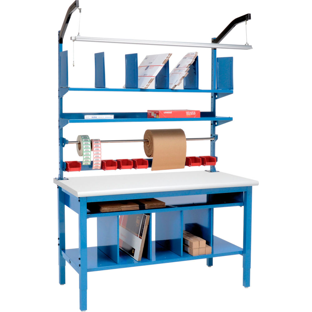 Global Industrial Complete Packing Workbench, Laminate Safety Edge, 72"W x 36"D (WB412443)