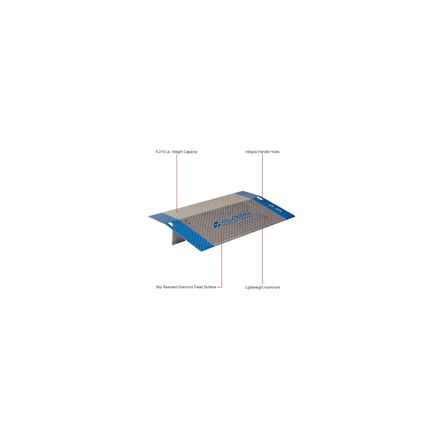 Global Industrial Heavy Duty Aluminum Dock Plate, 48"W x 24"L, 5,300 Lb. Capacity (WB244346)