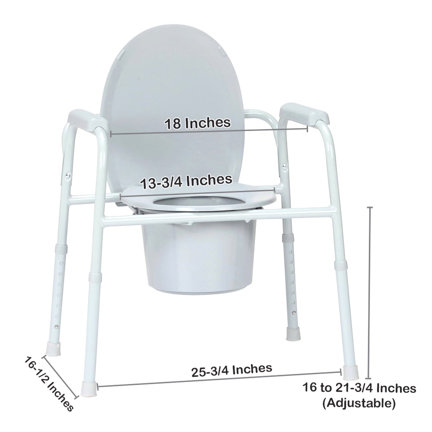 McKesson 3-in-1 Commode Chair Fixed Arms Steel Frame Back Bar 13-3/4 Inch Seat Width 350 lbs. Weight Capacity (1073634_CS)