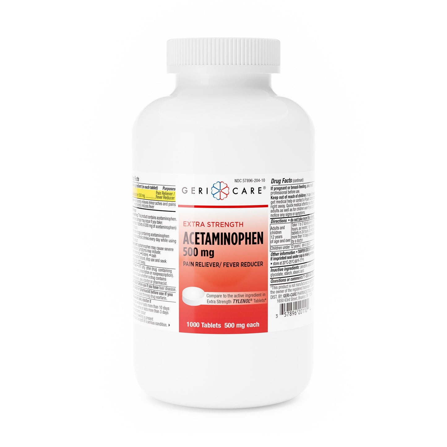 Geri-Care® Pain Relief 500 mg Strength Acetaminophen Tablet 1,000 per Bottle (555689_BT)